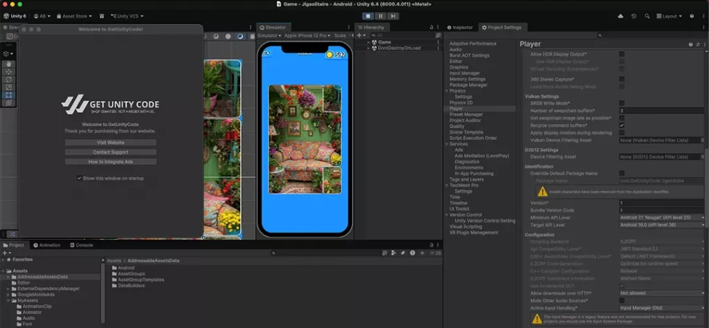 Jigsolitaire Jigsaw Puzzle Game Unity Source Code - Get Unity Code