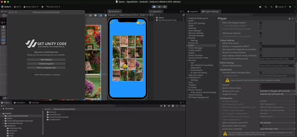 Jigsolitaire Jigsaw Puzzle Game Unity Source Code - Get Unity Code