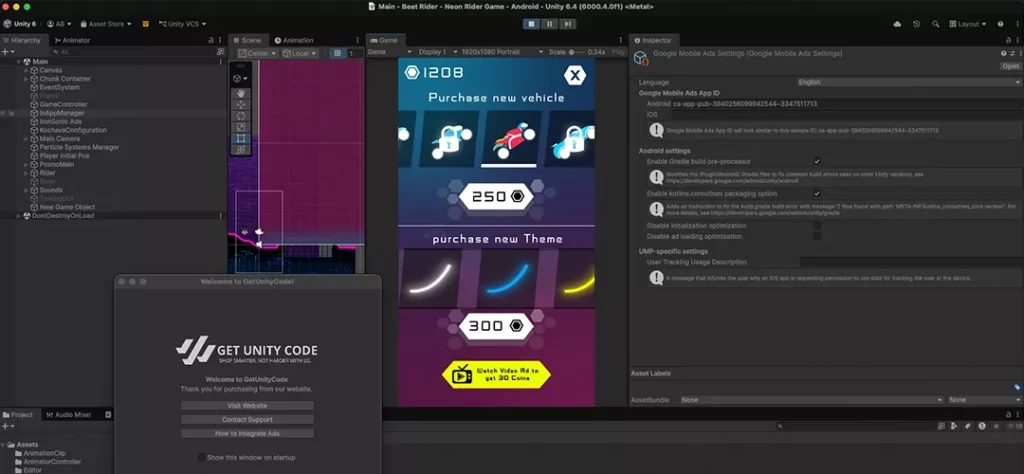 Beat Rider - Neon Rider Game Unity Source Code - Get Unity Code