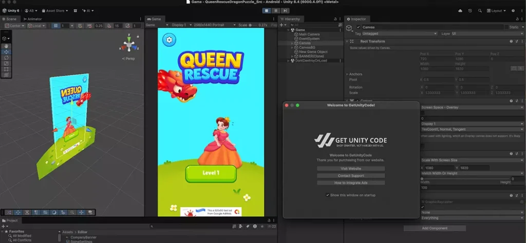 Queen Rescue - Dragon Puzzle Game Unity Source Code - Get Unity Code